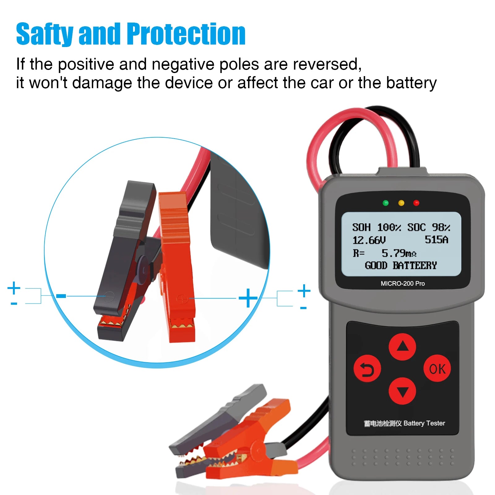 Comprobador de capacidad de batería Lancol Micro200Pro de 12 V, comprobador de batería de coche para taller de garaje, herramientas automotrices, mecánicas