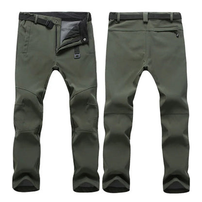 TRVLWEGO Winter Men Camping Hiking Pants Travel Soft Shell Warm Waterproof Fleece Windproof Outdoor Skiing Trekking Trousers