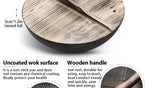 Konco Pure Iron wok cast iron pan Non-coated Pot General use for Gas and Induction Cooker 32cm Chinese Wok Cookware Pan