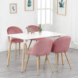 A Set of 4 Dining Chairs With Soft Velvet and Metal Legs, Suitable for Kitchen, Dining Room, Living Room, Lounge (Pink/Green/Blue)