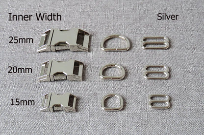 1Set Strong Hardware Metal Straps Slider D Ring Release Belt Buckle For Cat Pet Dog Collar Harness Paracord Sewing Accessory