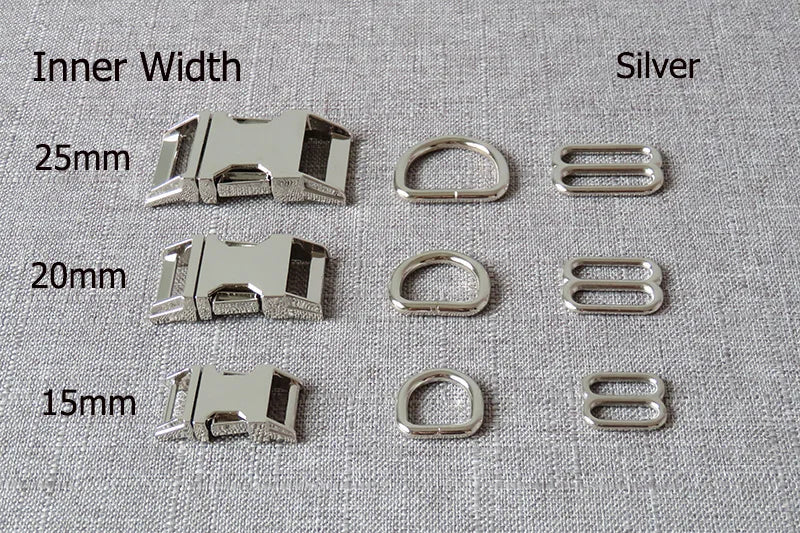 1Set Strong Hardware Metal Straps Slider D Ring Release Belt Buckle For Cat Pet Dog Collar Harness Paracord Sewing Accessory