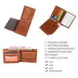 GENODERN Cow Leather Men's Wallets with Coin Pocket Vintage Male Purse RFID Blocking Genuine Leather Men's Wallet with Card Holders