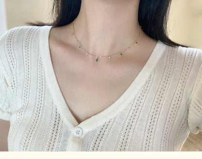 Exquisite Green Zircon Clavicle Chain Necklace Choker Necklace for Women Gifts Jewelry Vintage Design Necklace Wholesale