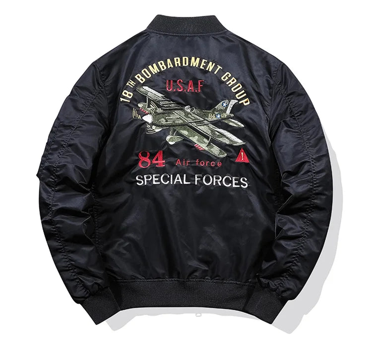New MA1 Men's Embroidered Outerwear Pilot Flight Slim-Fit Patch Jacket Autumn Thin Jacket and Winter Warm Coat Motorcycle Jac