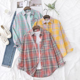Casual Women's Plaid Shirt 2025 Spring Autumn New Ladies Loose Blouse and Tops Female Long Sleeve Shirts Fresh Checked Clothes