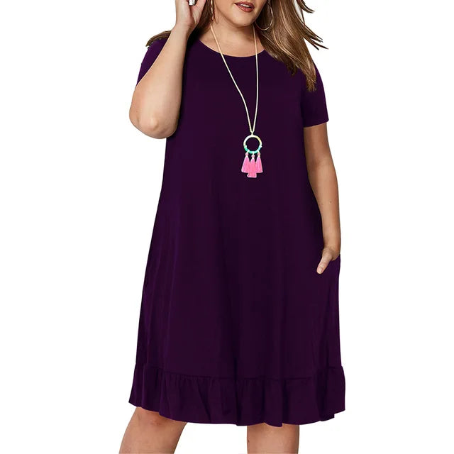 Spring Large Size 9XL Dress For Fat MM Woman Dress Loose Solid Ruffles Plus Size Women Clothing 9XL Dress 
