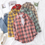 Casual Women's Plaid Shirt 2025 Spring Autumn New Ladies Loose Blouse and Tops Female Long Sleeve Shirts Fresh Checked Clothes