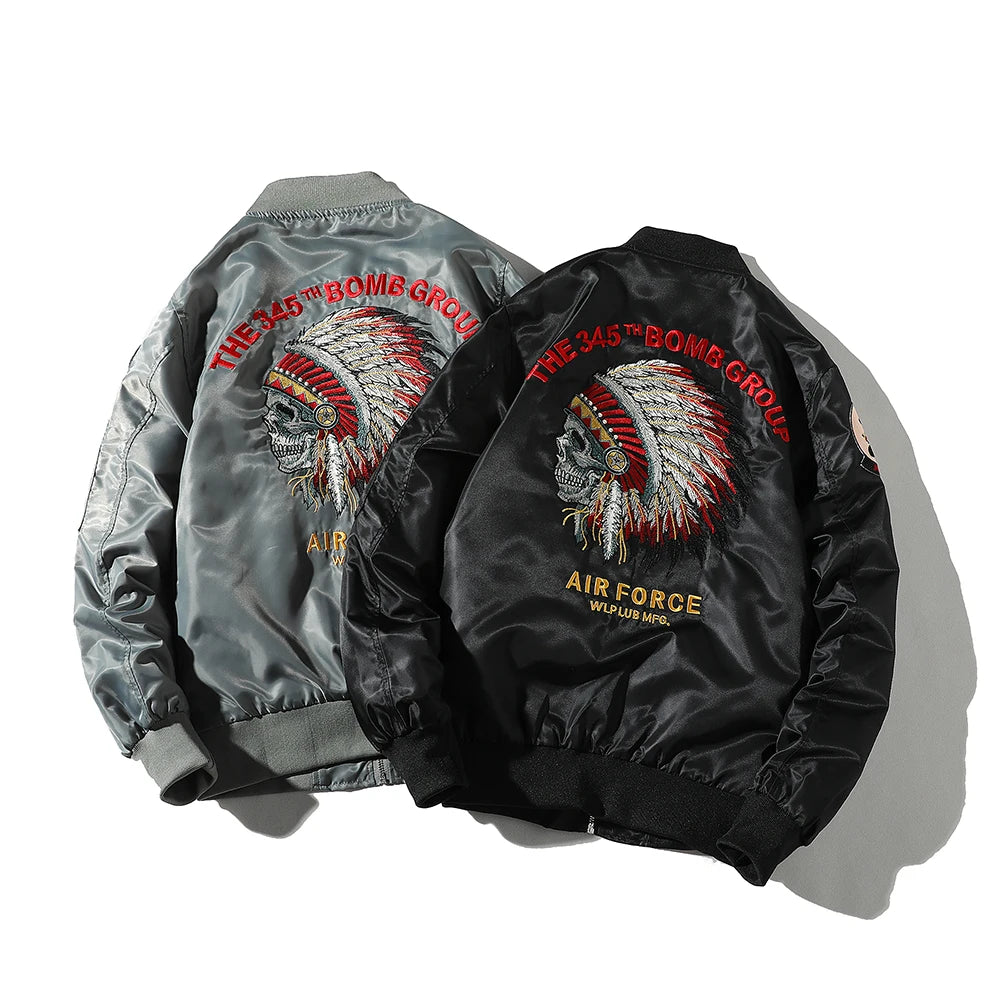 New MA1 Men's Embroidered Outerwear Pilot Flight Slim-Fit Patch Jacket Autumn Thin Jacket and Winter Warm Coat Motorcycle Jac