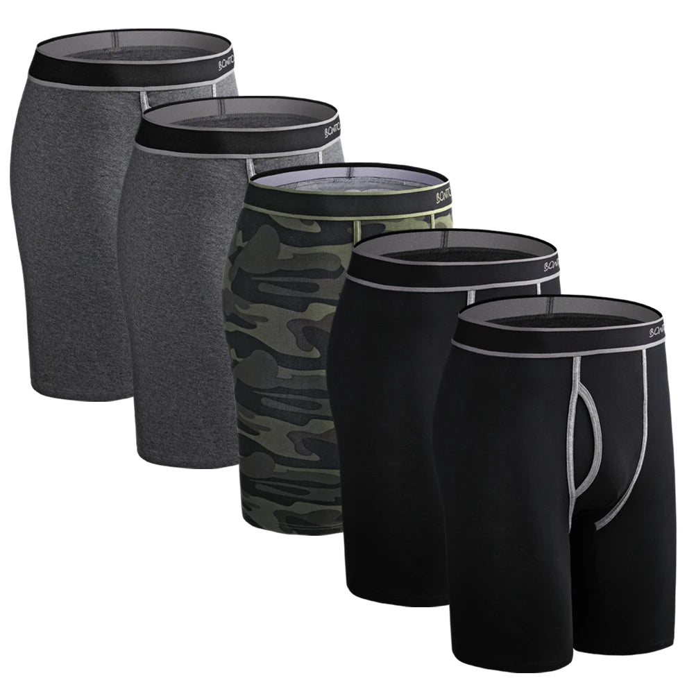 5Pcs Set Long Boxer Men Underwear Male Underpants Panties Sexy Clavin Underware Calzones BoxerShorts Boxer Shorts Homme Trunk