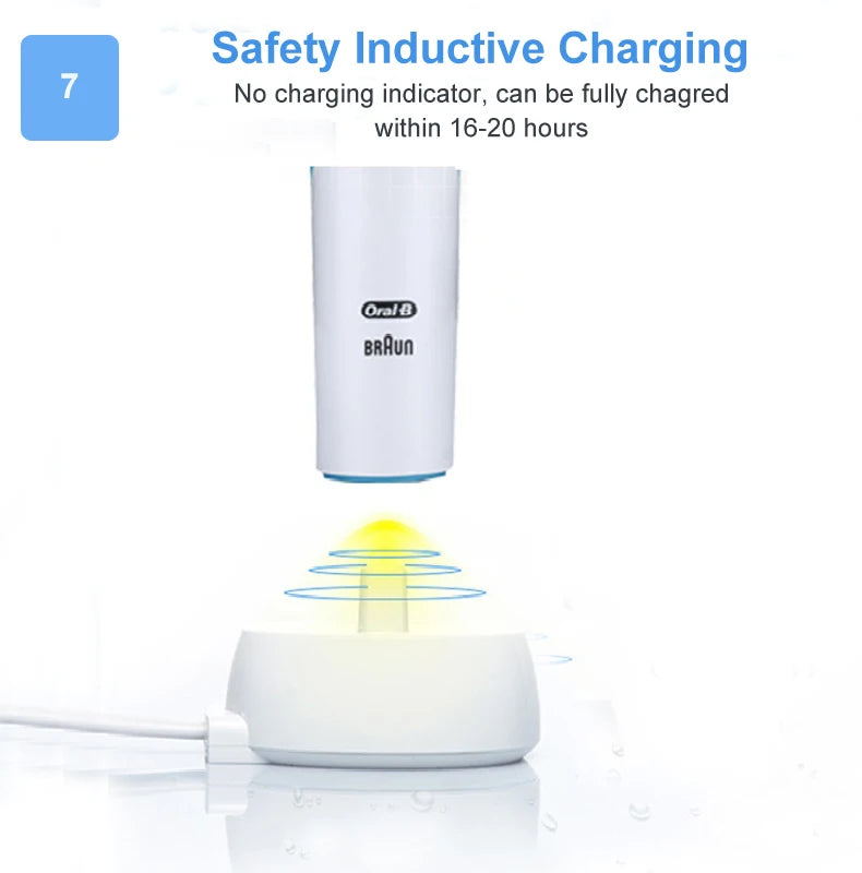 Cepillo de dientes eléctrico Oral B para adultos, recargable, con rotación, blanqueamiento 3D y cabezales de regalo.