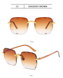 3PCS Square Rimless Sunglasses Women Luxury Brand Designer Summer Red Glasses Fashion Sun Glasses For Men UV400 Shades Oculos