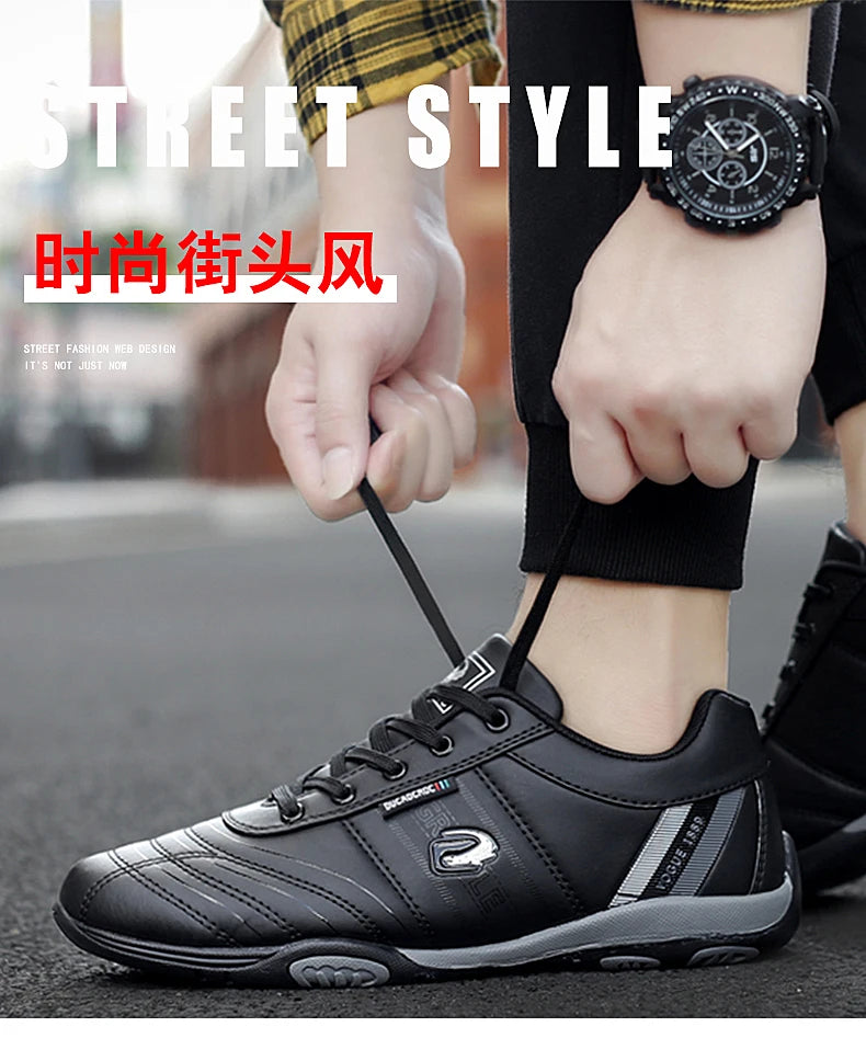 Men's Sports Shoes Leather Waterproof Running Sneakers Luxury Walking Gym Shoes Man Non-slip Training Sneakers Flat Shoes Tennis