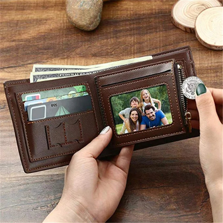 Personalized Wallets Men High Quality PU Leather for Him Engraved Wallets Men Short Purse Custom Photo Wallet Luxury Men Gift