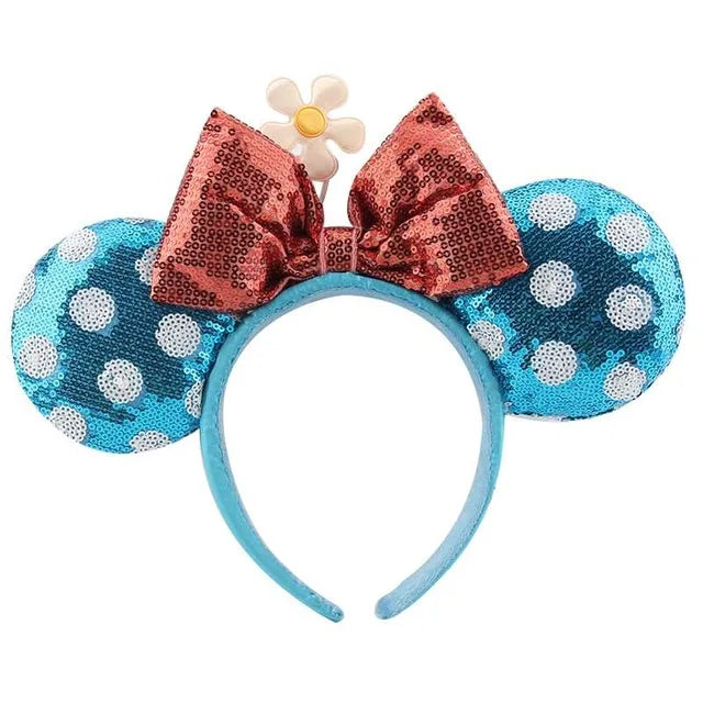 Diadema con orejas de Minnie y lazos grandes de Disney, ideal para disfraz de cosplay, de peluche, para adultos y niños. 