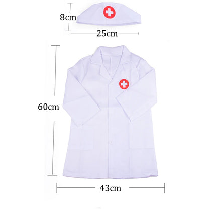 Uniforme de médico y enfermera de simulación para niños, abrigo cruzado, disfraz de Halloween, juego de juguetes para bebés, fiesta de cumpleaños elegante