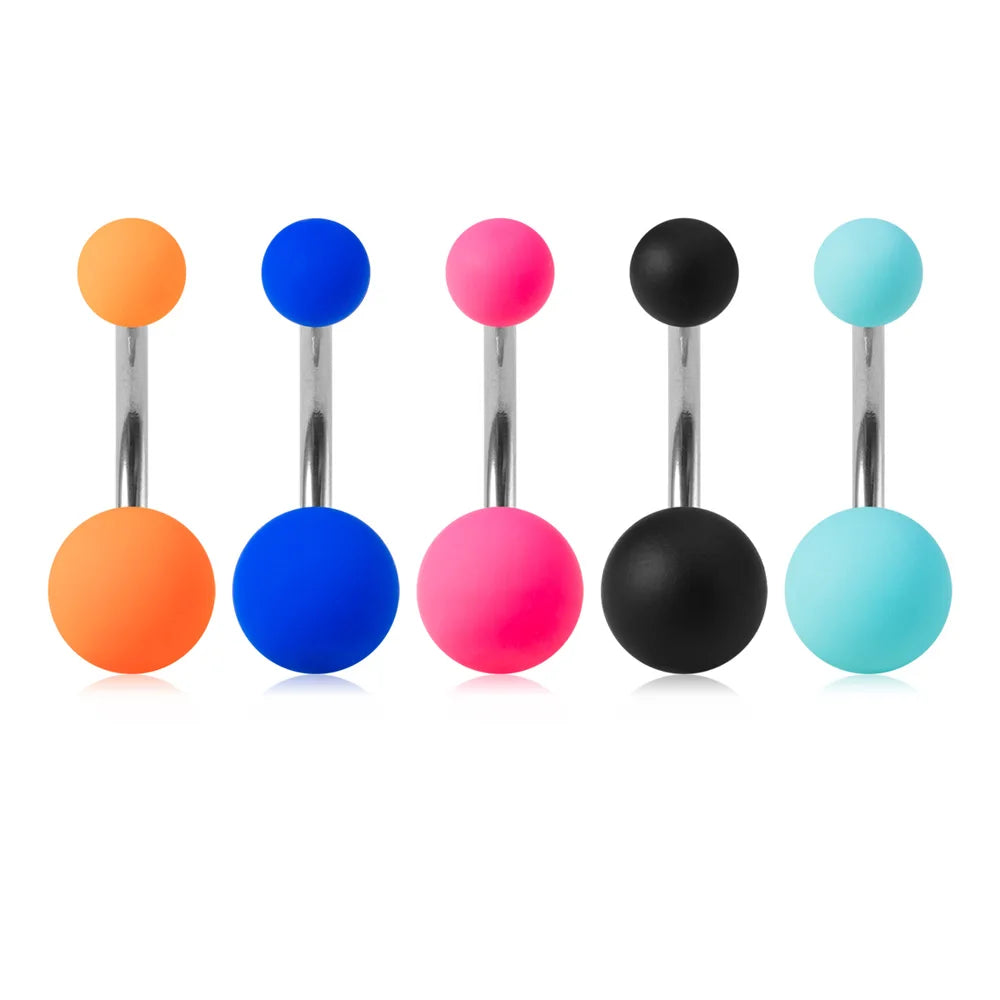 5Pcs 14G Navel Piercing Jewelry Set Sexy Colorful Acrylic Belly Piercing for Women 316L Surgical Steel Bar Belly Button Rings
