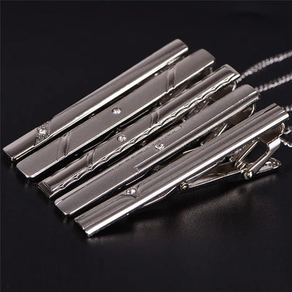 Clip de corbata de metal nuevo para hombre, broche de corbata de boda, broche de corbata de caballero, alfiler de corbata de cristal para accesorios de hombre, joyería.