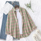 Casual Women's Plaid Shirt 2025 Spring Autumn New Ladies Loose Blouse and Tops Female Long Sleeve Shirts Fresh Checked Clothes