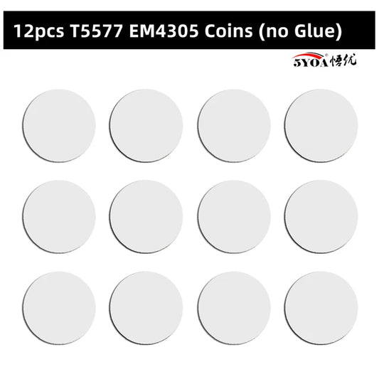 12pcs RFID 125KHz EM4305 T5577 Blank Key Tag Chip Ring Coin Cards Tag Keytag Copy Rewritable Rewrite Duplicate 125KHz 