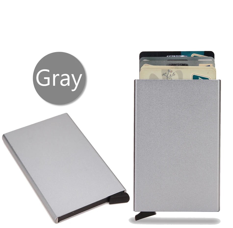 Rfid Credit Card Holder Aluminium Metal Mini Slim Minimalist Wallets Women Men Business Bank Cardholder Case Carteira Masculina