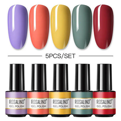ROSALIND Nail Gel Manicure Set Hybrid Varnish Kit For Nails Art UV Lamp Semi Permanent Nail Gel Polish Set With Good Pack