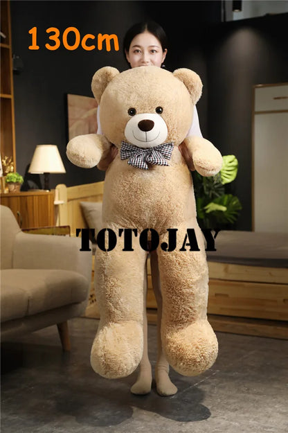 Oso de peluche gigante de 105 cm, suave, blanco, rosa y marrón, almohada súper grande para abrazar, regalo de cumpleaños para niños.