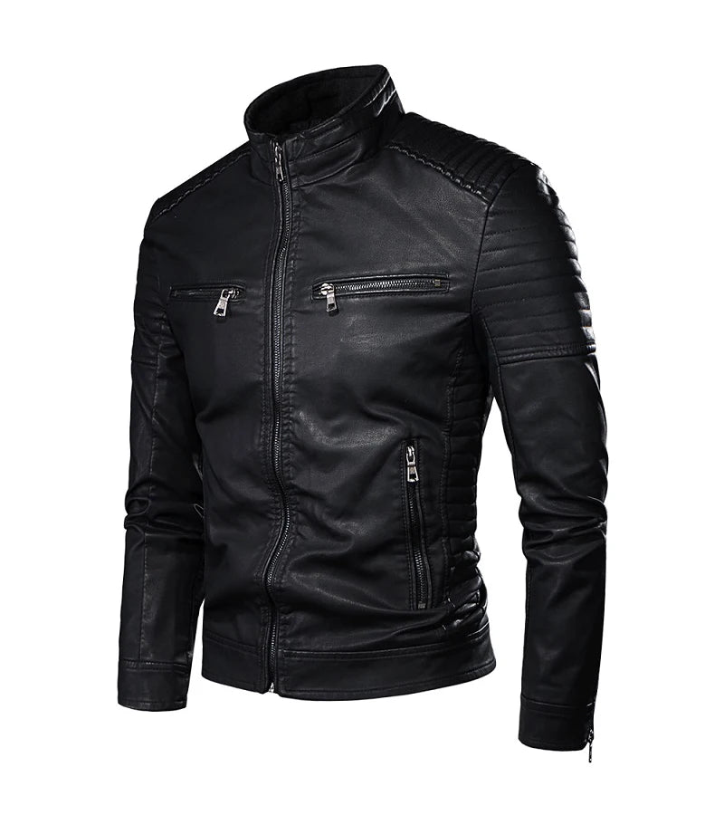 Chaqueta de cuero vintage informal para hombre, diseño de moda de primavera y otoño, con bolsillo para motociclista, talla 4XL-M, 2021