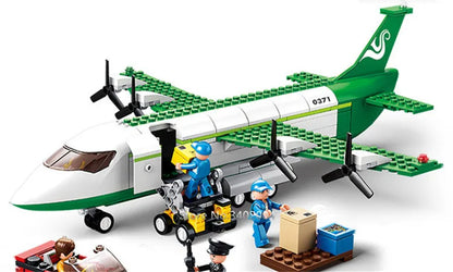 City Cargo Aircraft Plane Storage Airport Airbus Airplane Avion Technical Creative Building Blocks Educational Toys for Children