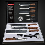 Herramientas de Juego de cuchillos de cocina de acero inoxidable, cuchillo de cocina forjado, tijeras, pelador de cerámica, rebanador de Chef, cuchillo de pelar Nakiri, estuche de regalo