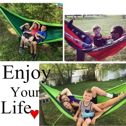 Hammock Camping ao ar livre com Nylon Color Matching, Tecido Parachute de alta resistência, Cama pendurada portátil, única pessoa