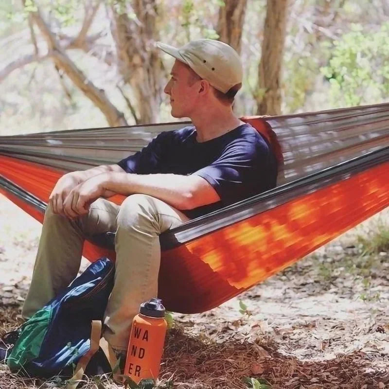 Outdoor Camping Hammock with Color Matching Nylon, High Strength Parachute Fabric, Portable Hanging Bed, Single Person 
