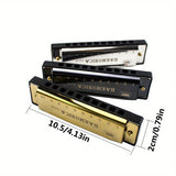 Harmonica cromática com estojo para iniciantes, chave de C, 10 buracos, presente para estudantes e crianças