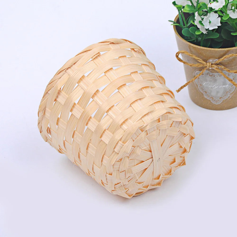 1PCs Small Basket Desktop Finishing Home Storage Bamboo Weaving Products Sundries Organizer Rattan Plant Box Wicker Basket
