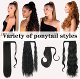 32inches Synthetic Ponytail Hair Extension Clip in Fake Wig Hairpiece Blonde Wrap Around Pigtail Long Smooth Overhead Pony Tail