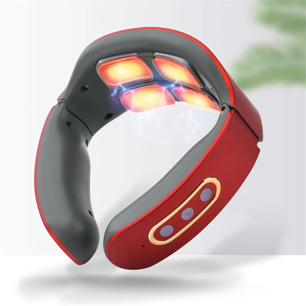 Masajeador eléctrico inteligente para cuello y hombros, masajeador de pulso, amasador, TENS inalámbrico, calor, vértebras cervicales, relajación, alivio del dolor.