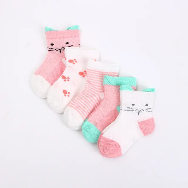 5 Pairs/Lot Newborn Soft Cotton Knitted Socks Baby Short Socks 0-24 Months 