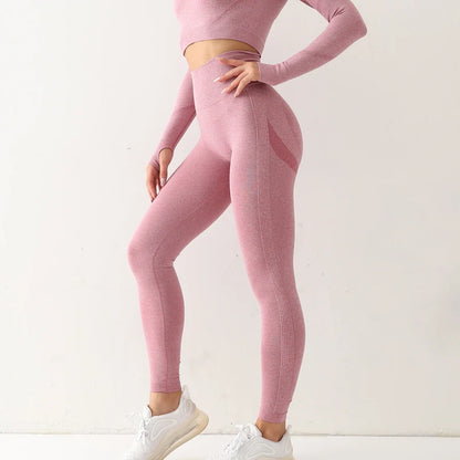 Leggings deportivos sin costuras para mujer, de cintura alta, elásticos, lisos, para yoga, gimnasio, trotar, de secado rápido, push up, ajustados, para mujer