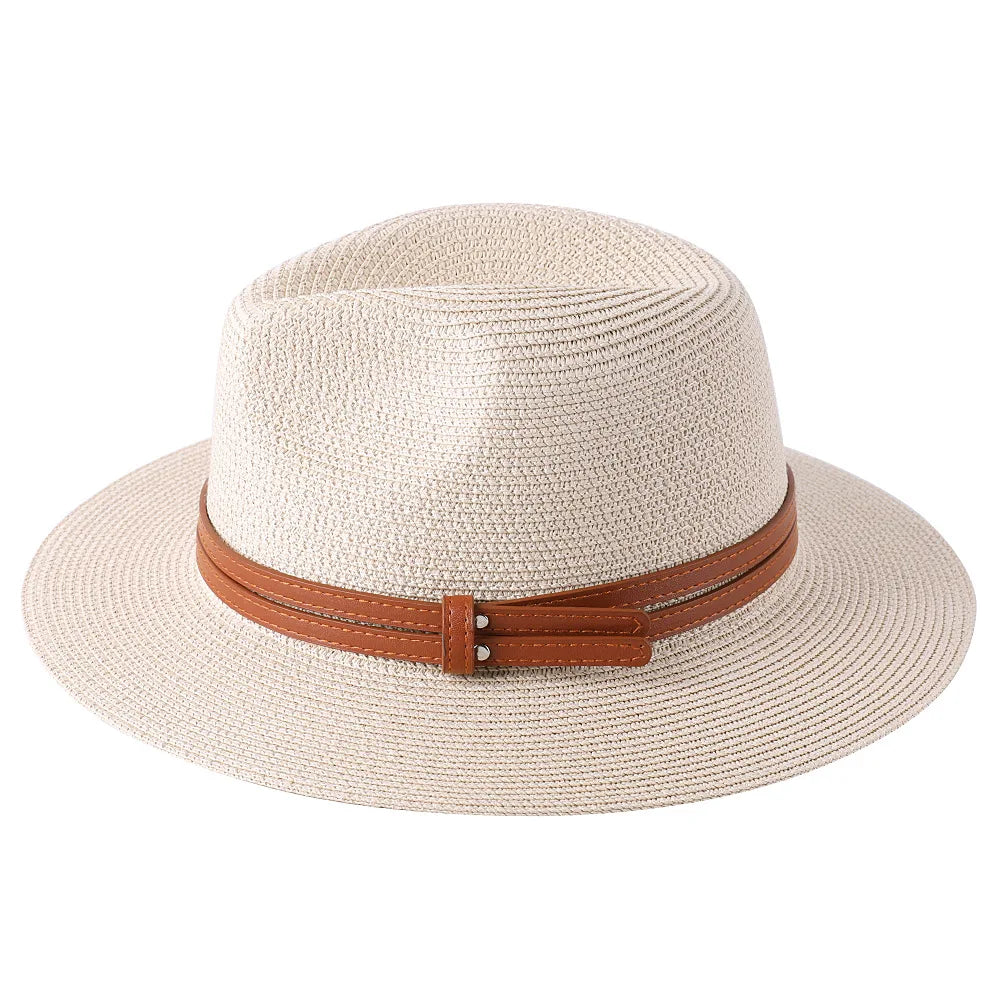 56-58-59-60CM New Natural Panama Soft Shaped Straw Hat Summer Women's/Men's Wide Brim Beach Sun Cap UV Protection Fedora Hat