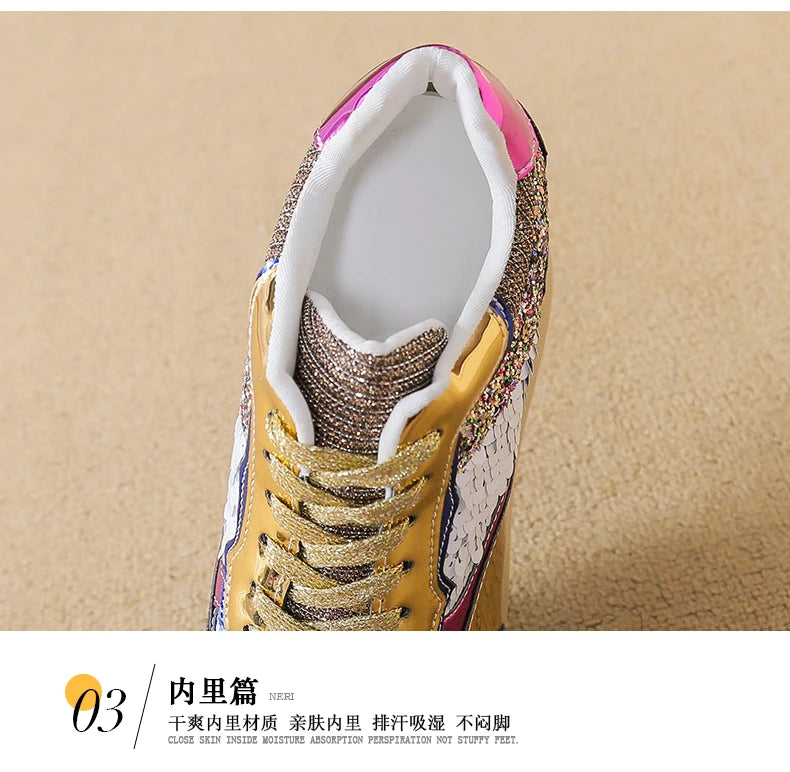Fashion White Sneakers Women's High Platform Casual Shoes Height Increasing Leather Shoes 10 CM Thick Sole Trainers Tennis Sports