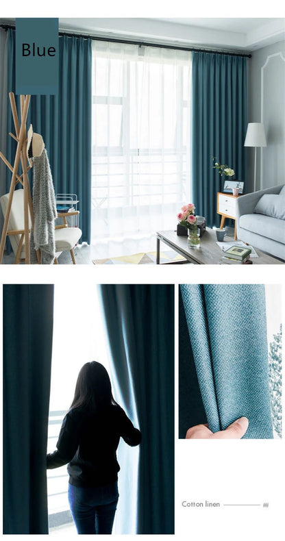 350cm Height Custom Made Thickened Solid Color Faux Linen Curtain 80%-90% Blackout Curtains For Bedroom Living Room Blackout