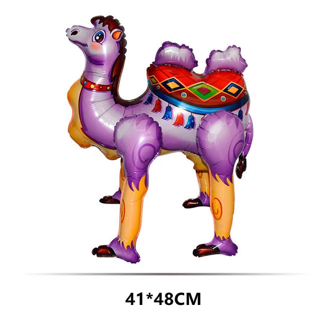 Globos de aluminio 4D de alpaca y camello que caminan, globos de animales de la selva, decoraciones para fiestas de cumpleaños, juguetes para el hogar 