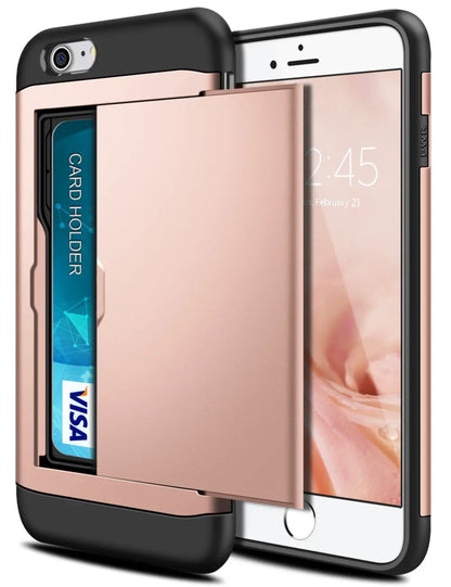 Funda para iPhone SE 2022 2020 con puerta corredera, bolsillo oculto, ranuras para tarjetas, antiarañazos, para iPhone SE3 SE2 SE
