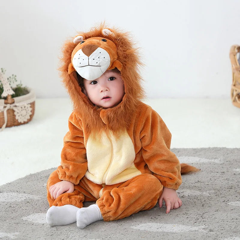 Umorden Infant Toddler Dalmatian Dog Lion Tiger Dinosaur Costumes Baby Boys Girls Kigurumi Cartoon Animal Romper Halloween Purim