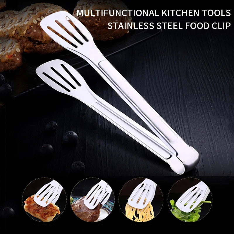 Stainless Steel Food Tongs Kitchen Utensils Buffet Cooking Tool Anti Heat Bread Clip Pastry Clamp for Desserts Salads Barbecue