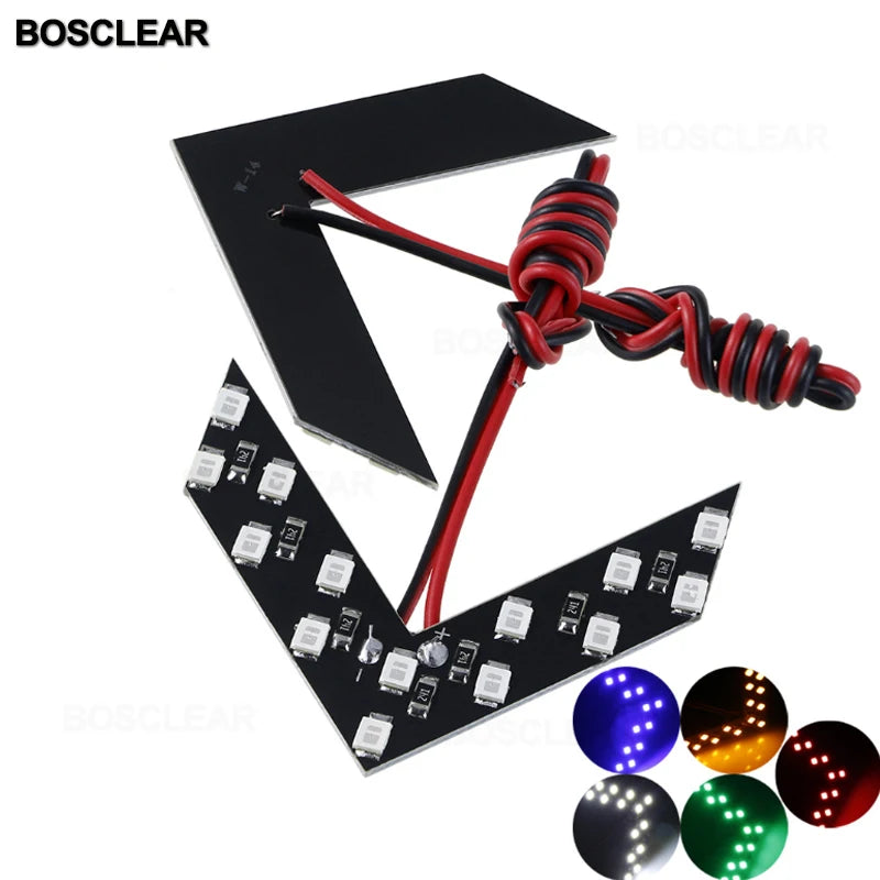 2 Pcs/lot 14 SMD LED Arrow Panel For Car Rear View Mirror Indicator Turn Signal Light Car LED Rearview Mirror Light BOSCLEAR