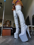 Sexy Thigh High Boots 8-9 Inch High Heels Fashion Platform Womens Over The Knee Boots 20-23cm High-Heeled Boots Pipe Dance Boots