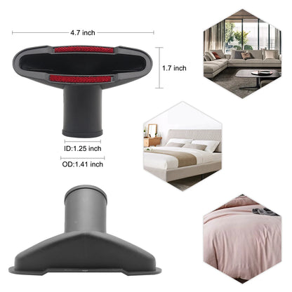 Boquilla de aspiradora universal con cabezal de cepillo de succión para aspiradoras de 32 mm, 35 mm, 1 1/4 pulg. y 1 3/8 pulg., accesorio para rincones de cama y sofá.