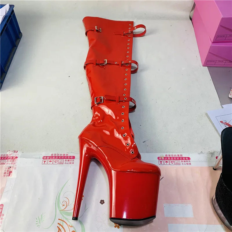Sexy Thigh High Boots 8-9 Inch High Heels Fashion Platform Womens Over The Knee Boots 20-23cm High-Heeled Boots Pipe Dance Boots
