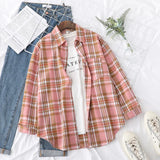 Casual Women's Plaid Shirt 2025 Spring Autumn New Ladies Loose Blouse and Tops Female Long Sleeve Shirts Fresh Checked Clothes